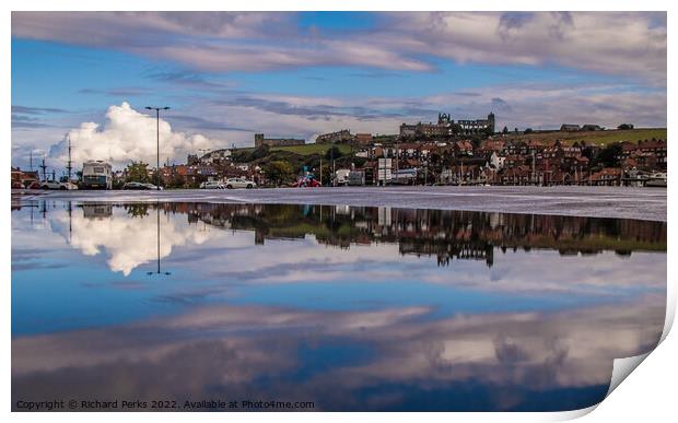 Whitby Abbey - Rain Puddle Reflections Print by Richard Perks