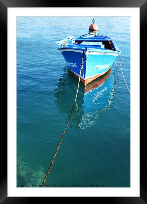 Traditional wooden boat of Tenerife, Spain Framed Mounted Print by Anne-Claude Maurice
