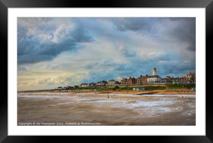 A Golden Sunset over Southwold Seafront Framed Mounted Print by Viv Thompson
