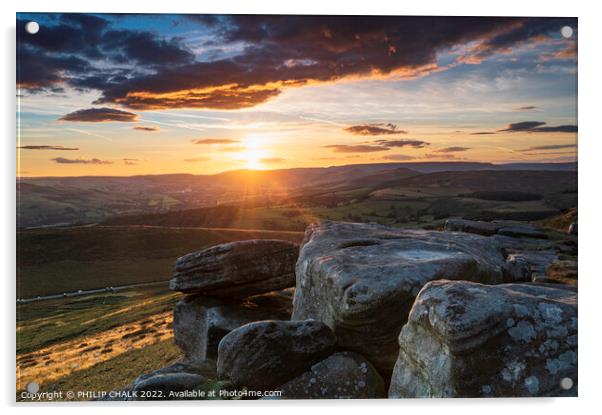 Sunset in the Peak district 770 Acrylic by PHILIP CHALK