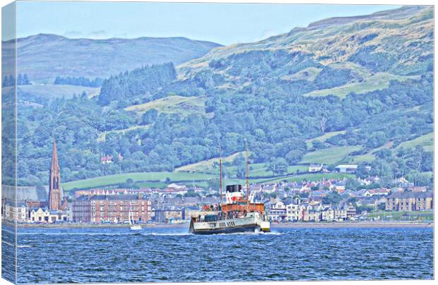 PS Waverley steaming Largs to Millport (abstract) Canvas Print by Allan Durward Photography
