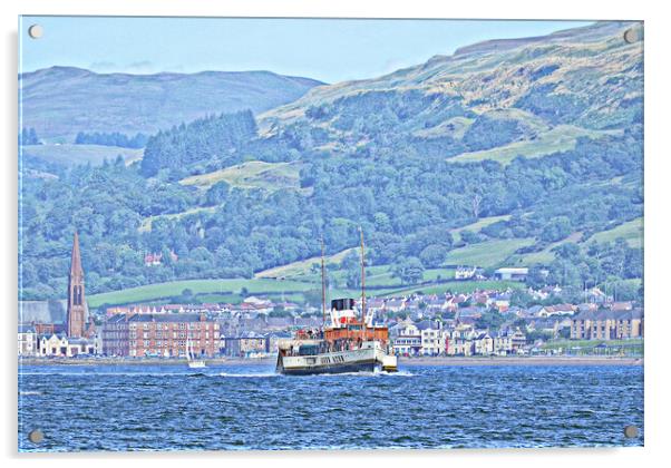 PS Waverley steaming Largs to Millport (abstract) Acrylic by Allan Durward Photography