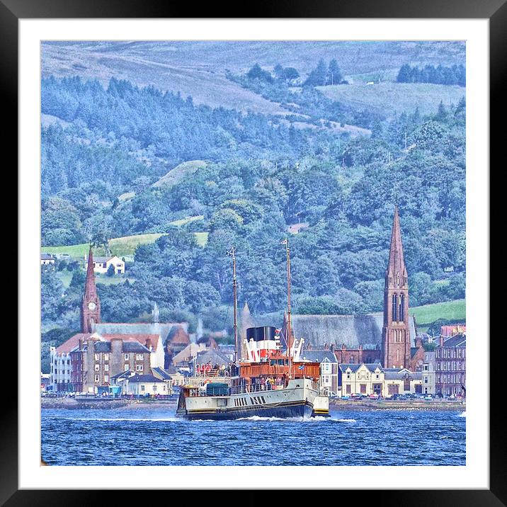 Largs as a backdrop to PS Waverley Framed Mounted Print by Allan Durward Photography