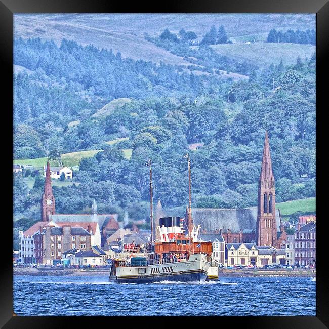 Largs as a backdrop to PS Waverley Framed Print by Allan Durward Photography
