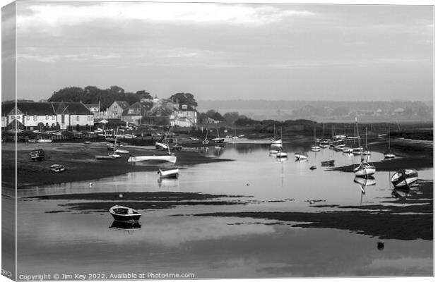 Burnham Overy Staithe Norfolk Mono    Canvas Print by Jim Key