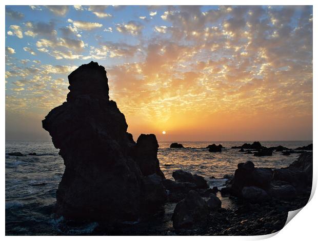 Sunset on the canarian west coast Print by Anne-Claude Maurice