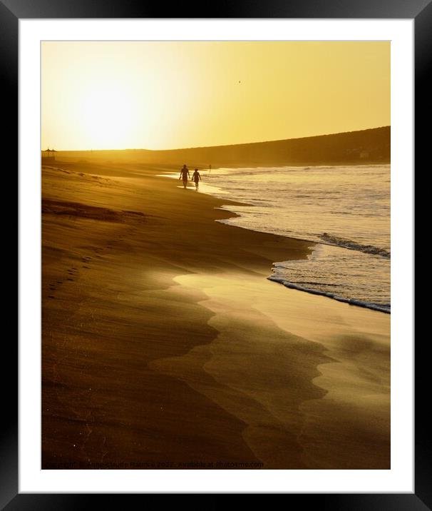 Golden sunrise in Las Tejitas beach  Framed Mounted Print by Anne-Claude Maurice