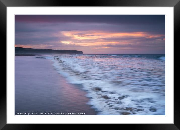 Whitby beach sunset 772  Framed Mounted Print by PHILIP CHALK