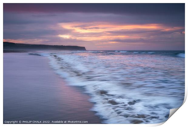 Whitby beach sunset 772  Print by PHILIP CHALK