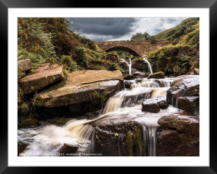 Three shires head bridge and waterfalls  in the Peak district Derbyshire 773  Framed Mounted Print by PHILIP CHALK