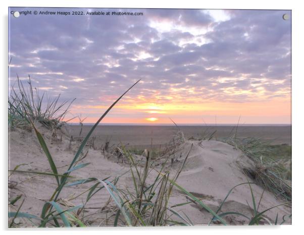Sunset over sand dunes at Lytham St Annes Acrylic by Andrew Heaps