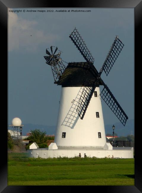 Majestic Ashton Windmill by the Coast Framed Print by Andrew Heaps
