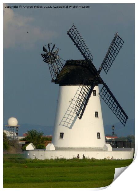 Majestic Ashton Windmill by the Coast Print by Andrew Heaps