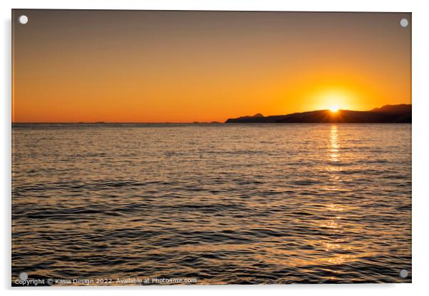 Golden Dawn over Mirabello Bay, Crete, Greece Acrylic by Kasia Design