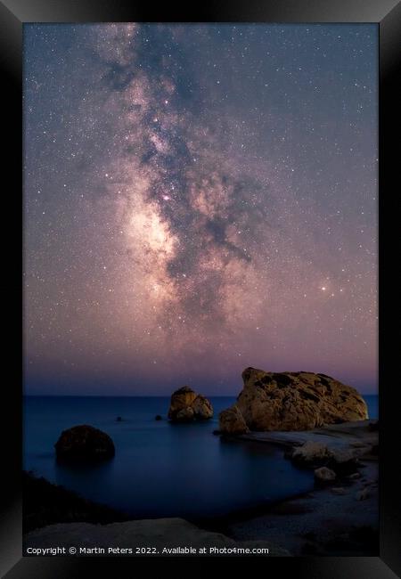 Milky Way at Aphrodite's Rock  Framed Print by Martin Yiannoullou