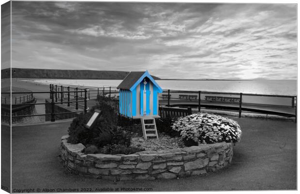 Filey Bathing Machine Colour Selection  Canvas Print by Alison Chambers