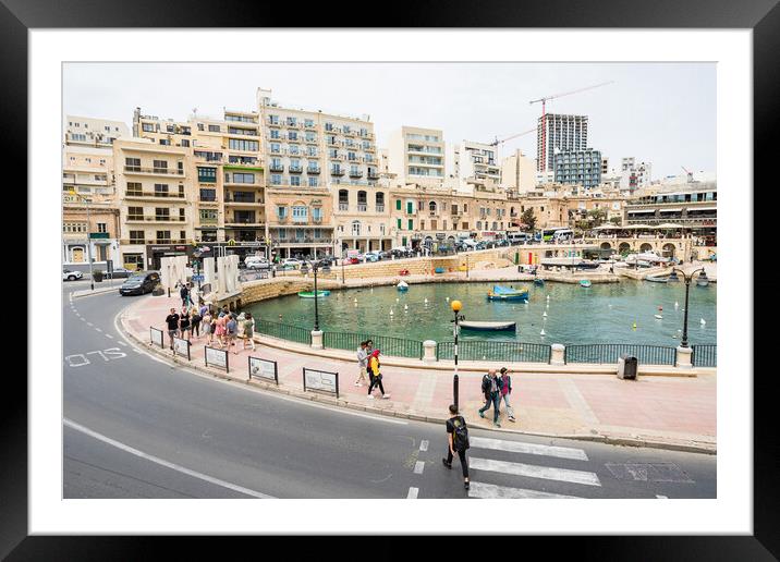 Promenade and road surrounding Spinola Bay Framed Mounted Print by Jason Wells