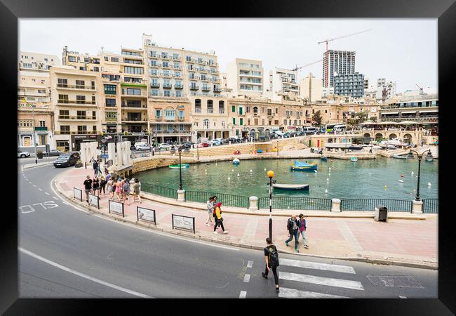 Promenade and road surrounding Spinola Bay Framed Print by Jason Wells