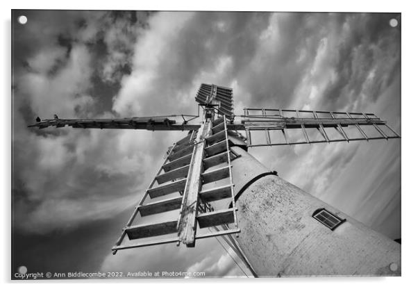 Looking up at Thurne windmill pump Acrylic by Ann Biddlecombe