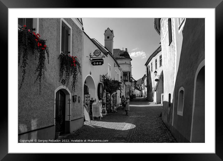 Street in Durnstein village. Wachau, Austria. Framed Mounted Print by Sergey Fedoskin