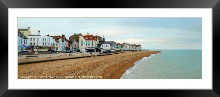 Deal Coast Kent Panoramic Framed Mounted Print by Diana Mower