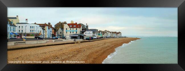 Deal Coast Kent Panoramic Framed Print by Diana Mower