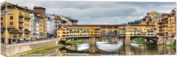  Ponte Vecchio Florence Italy Panoramic  Canvas Print by Diana Mower