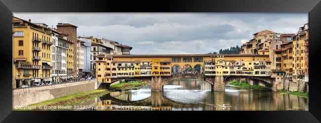  Ponte Vecchio Florence Italy Panoramic  Framed Print by Diana Mower