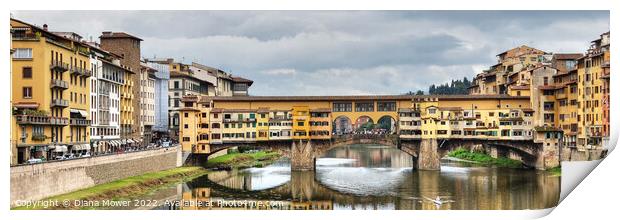  Ponte Vecchio Florence Italy Panoramic  Print by Diana Mower
