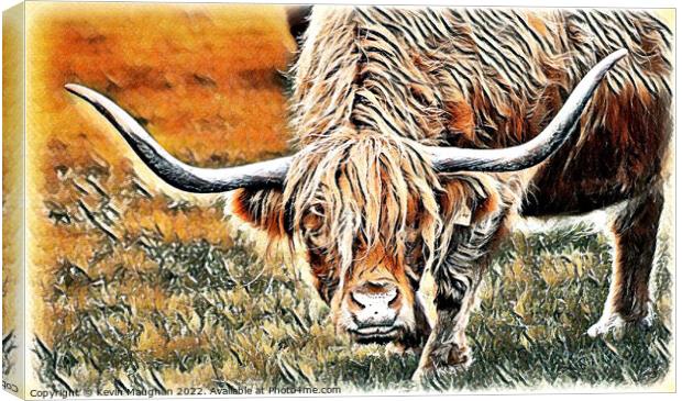 Highland Cow (Texture Finish Digital Art) Canvas Print by Kevin Maughan