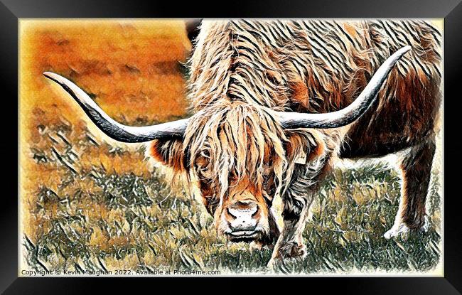 Highland Cow (Texture Finish Digital Art) Framed Print by Kevin Maughan