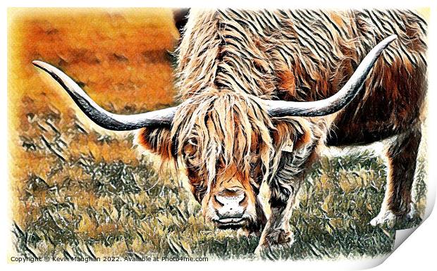 Highland Cow (Texture Finish Digital Art) Print by Kevin Maughan
