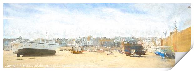 St Ives Harbour Print by Horace Goodenough