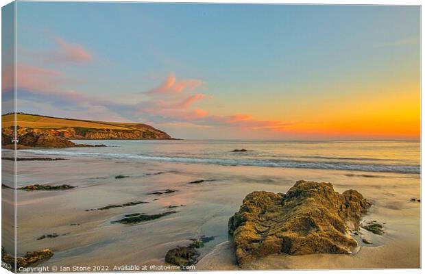 Golden Hour at Mothecombe Beach Canvas Print by Ian Stone