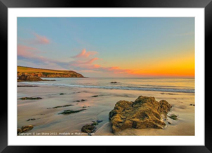 Golden Hour at Mothecombe Beach Framed Mounted Print by Ian Stone