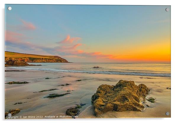 Golden Hour at Mothecombe Beach Acrylic by Ian Stone