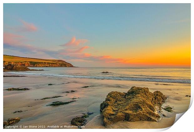 Golden Hour at Mothecombe Beach Print by Ian Stone