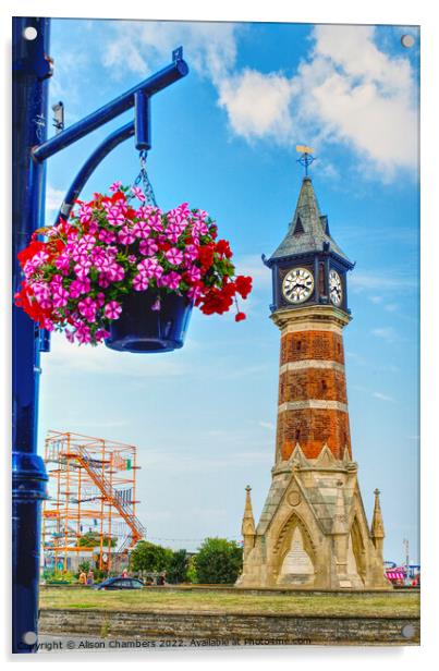 Skegness Clock Tower Acrylic by Alison Chambers