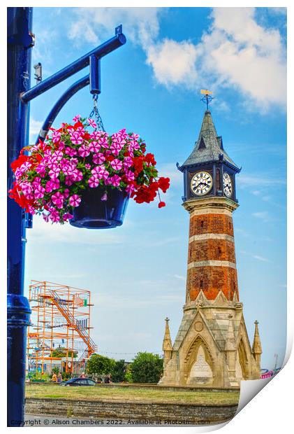 Skegness Clock Tower Print by Alison Chambers