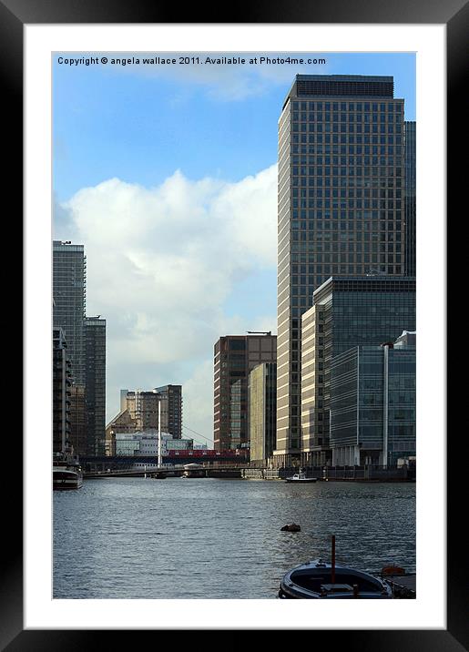 London Docklands Cityscape Framed Mounted Print by Angela Wallace