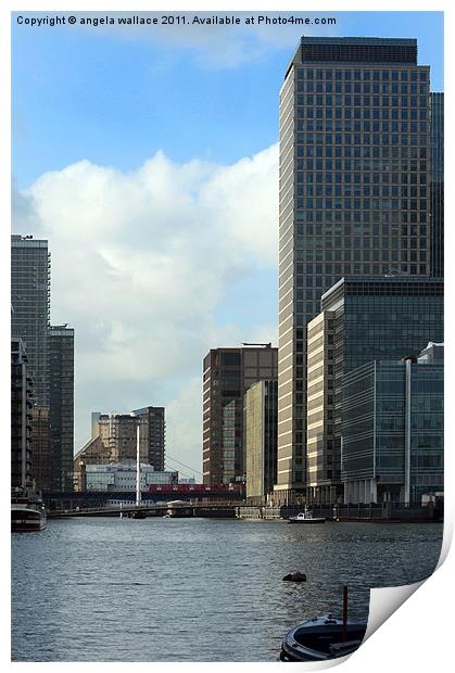 London Docklands Cityscape Print by Angela Wallace