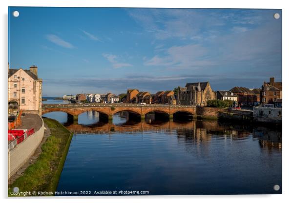 Majestic Bridge Over River Ayr Acrylic by Rodney Hutchinson