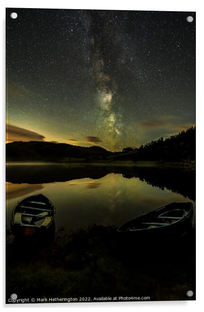 Milky Way at Watendlath Tarn in Lake District Acrylic by Mark Hetherington