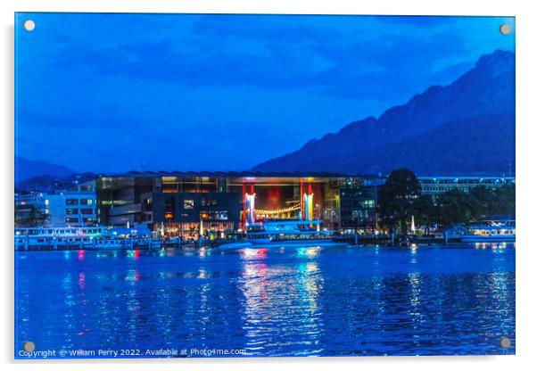 Harbor Lights Lake Mount Pilatus Yachts Lucerne Switzerland Acrylic by William Perry