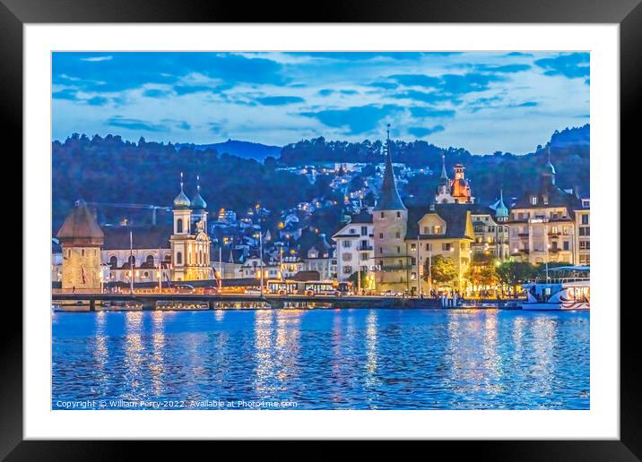 Inner Harbor Churches Bridges Buildings Lake Lucerne Switzerland Framed Mounted Print by William Perry