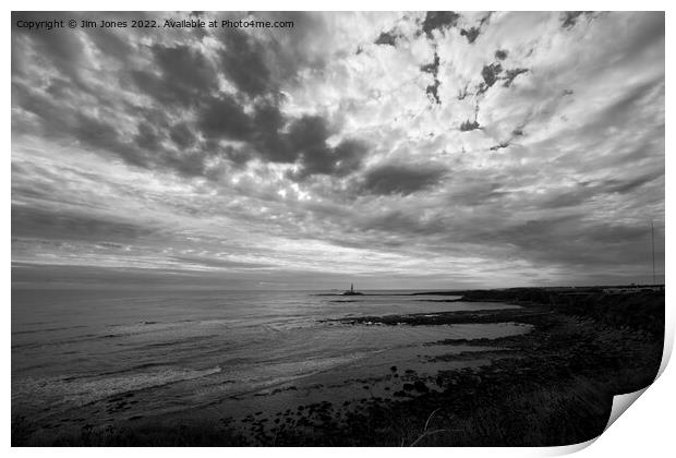 From the cliffs at Old Hartley - Monochrome Print by Jim Jones