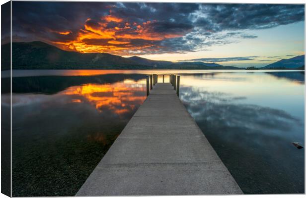 Derwentwater, Keswick, Low Brandelhow Jetty  Canvas Print by J.Tom L.Photography