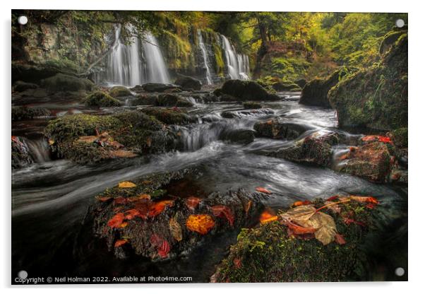 Sgwd y Pannwr Waterfall, Brecon Beacons Acrylic by Neil Holman