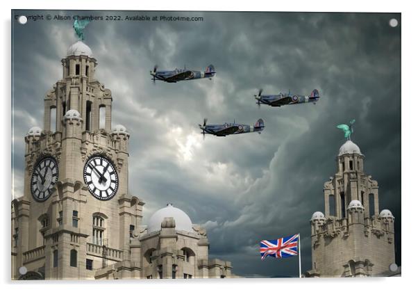 Liverpool Spitfires Acrylic by Alison Chambers