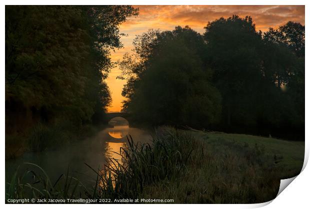 Wistow misty sunrise bridge 78 Print by Jack Jacovou Travellingjour